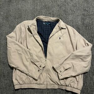 Polo Ralph Lauren VTG Harrington Tan Jacket Bomber Plaid Lined Full Zip Mens XXL